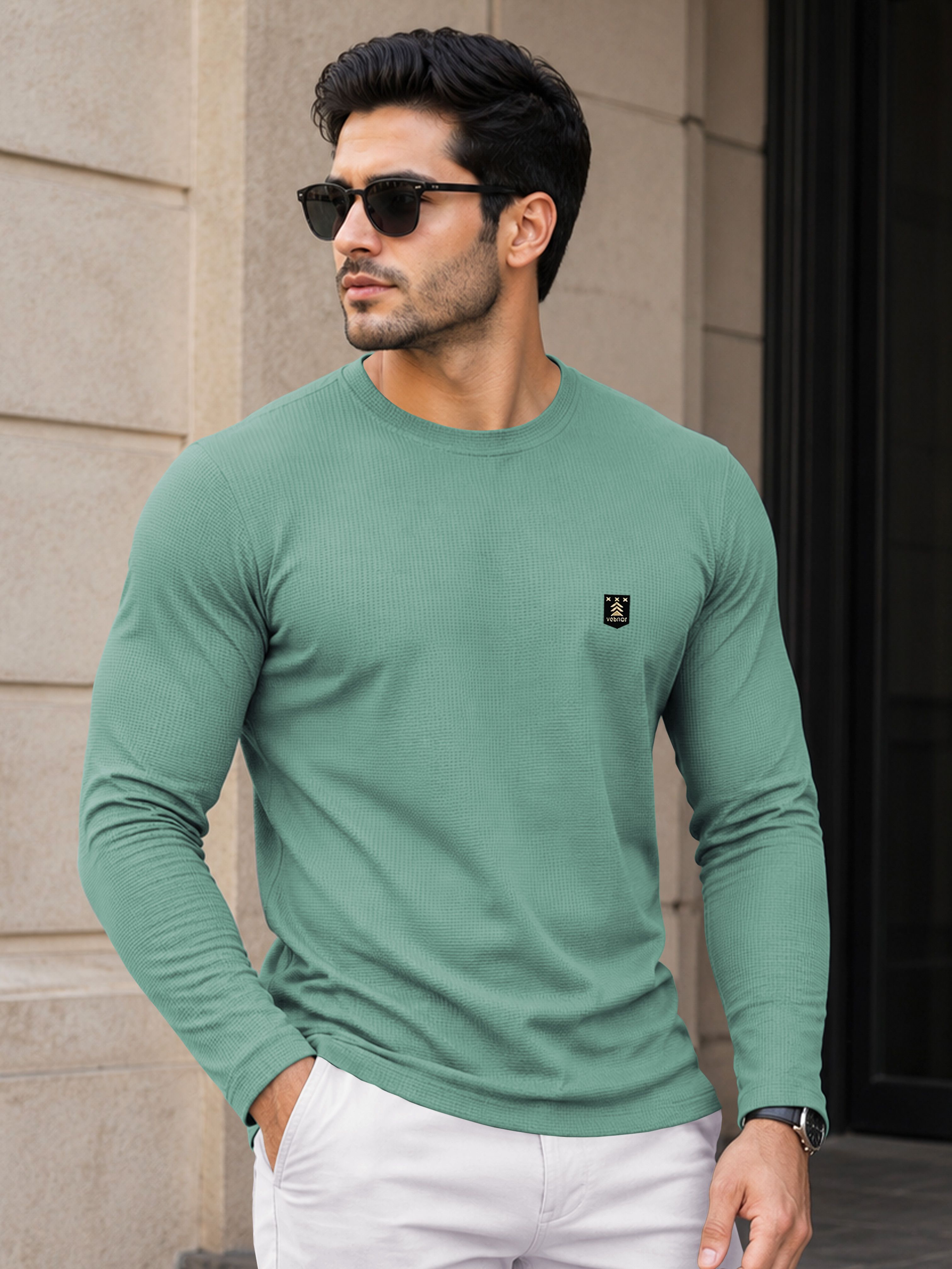 VeBNoR Men Self Design Round Neck T-shirt
