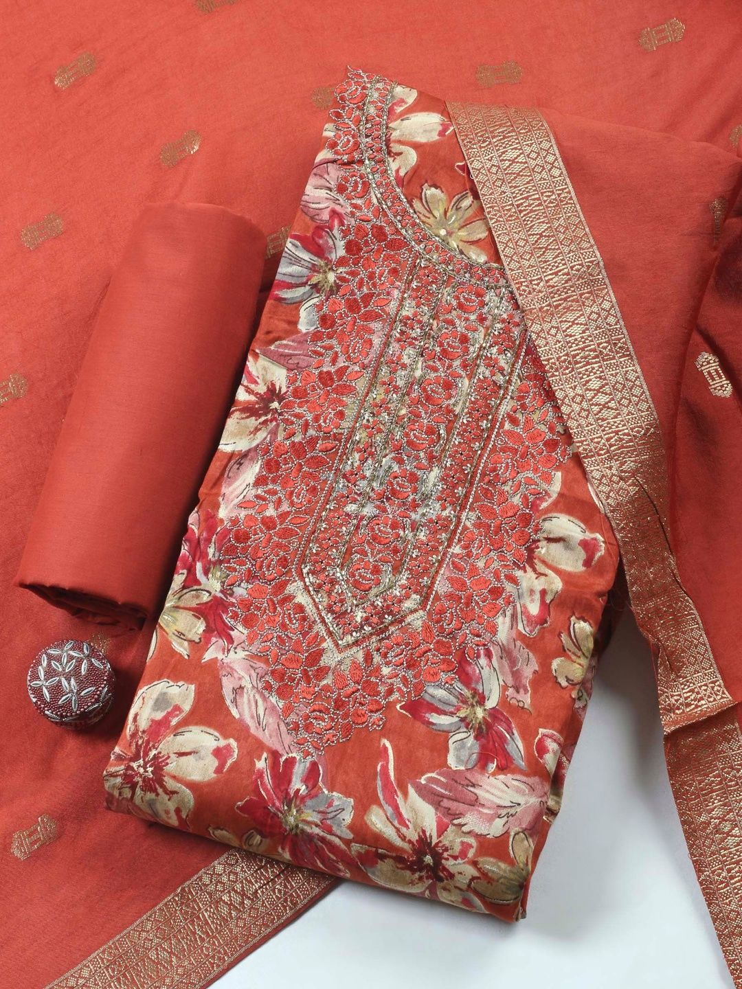Meena Bazaar Printed Unstitched Dress Material