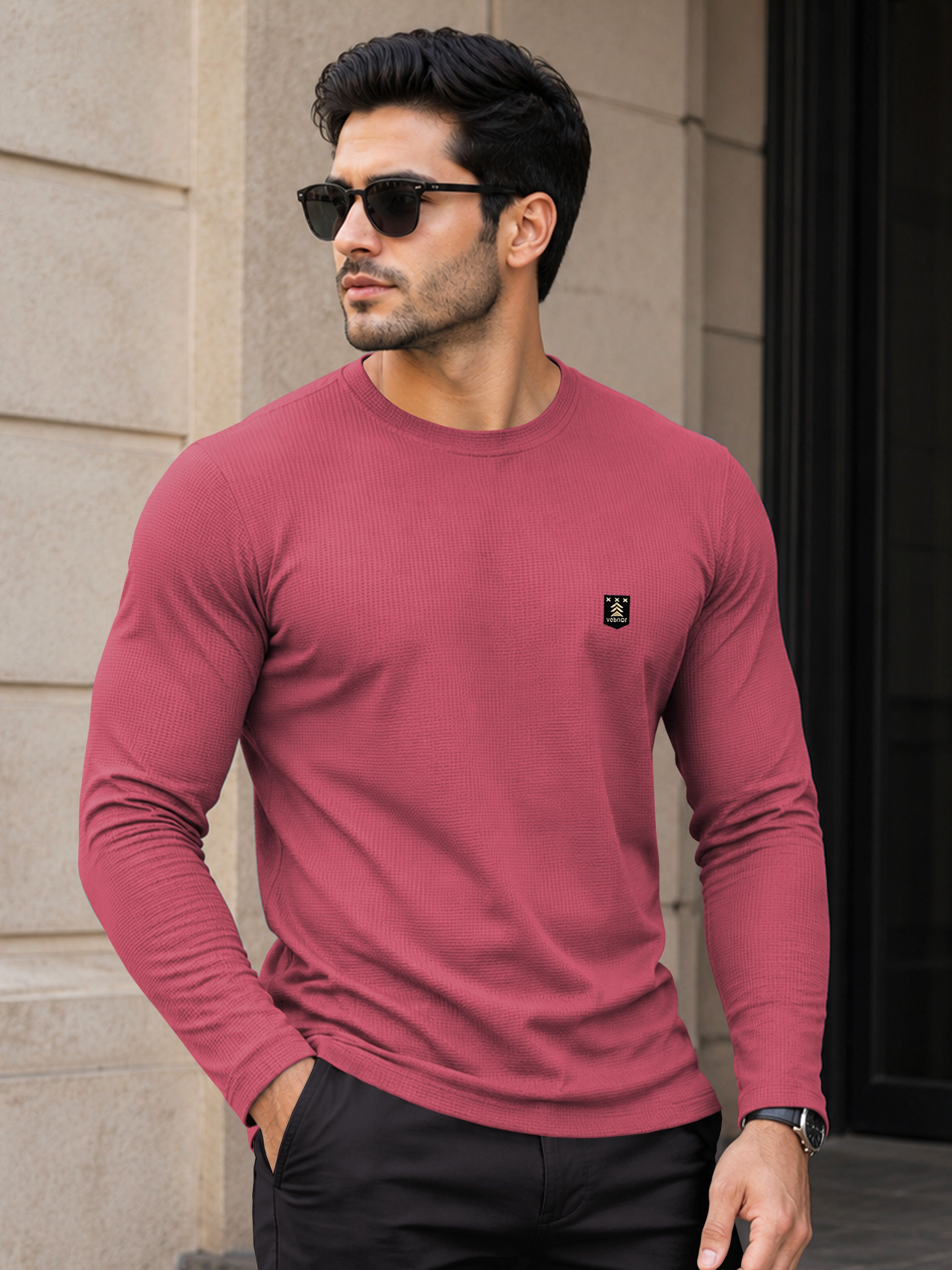 VeBNoR Men Self Design Round Neck T-shirt