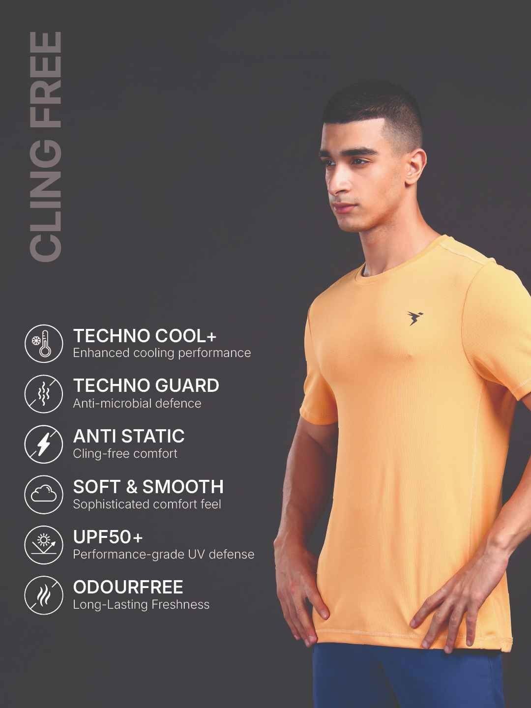 Technosport Men Anti Static Slim Fit T-shirt