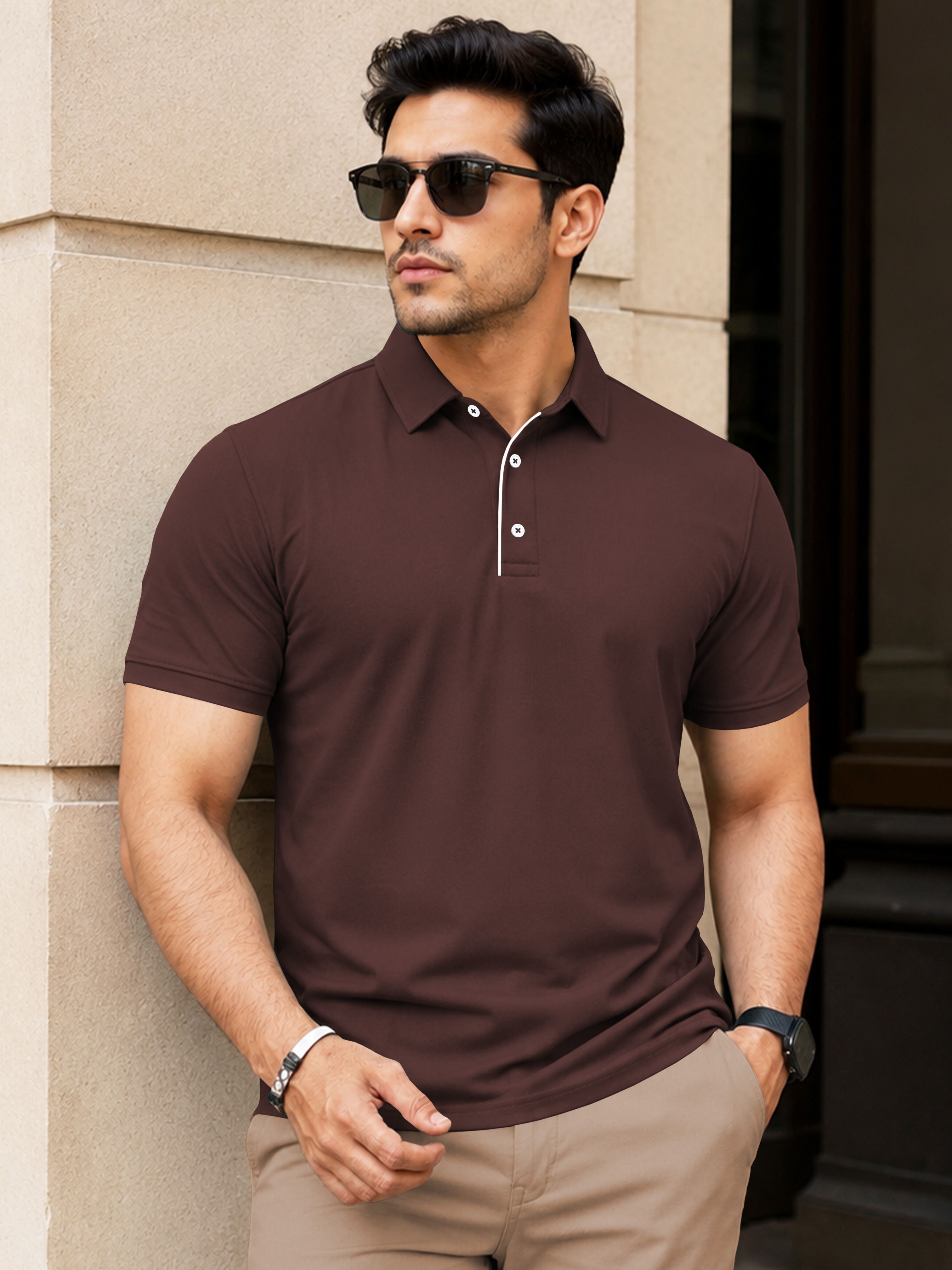 VeBNoR Men Solid Polo Neck Collar T-shirt