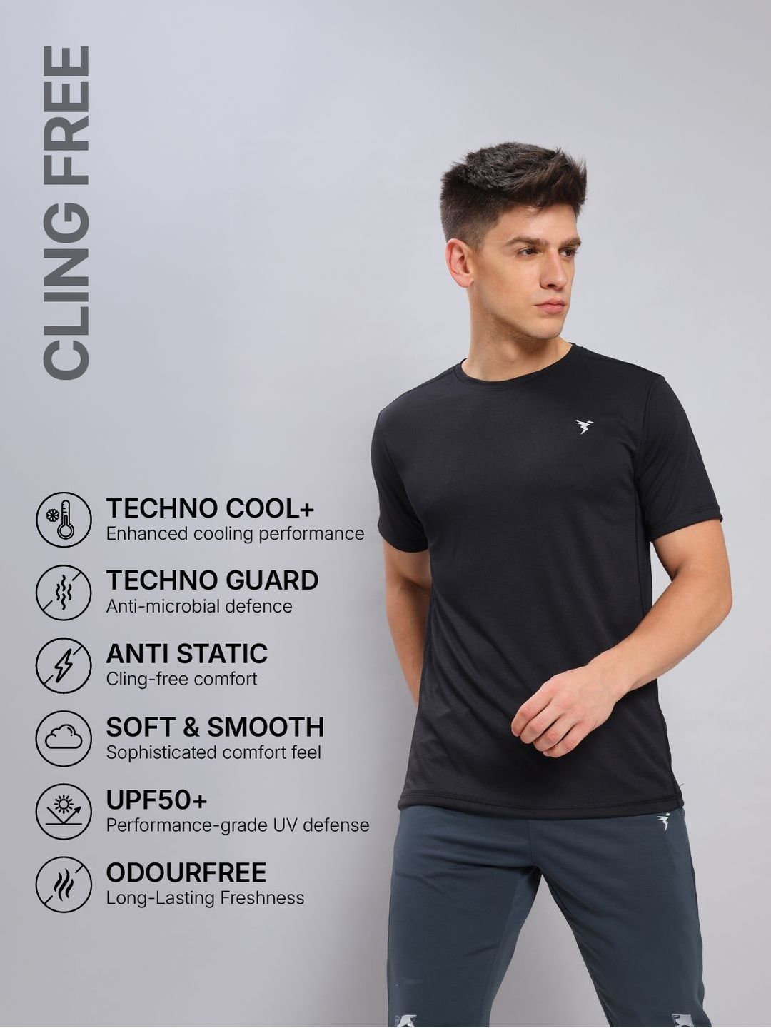 Technosport Antimicrobial Slim Fit Training or Gym T-shirt