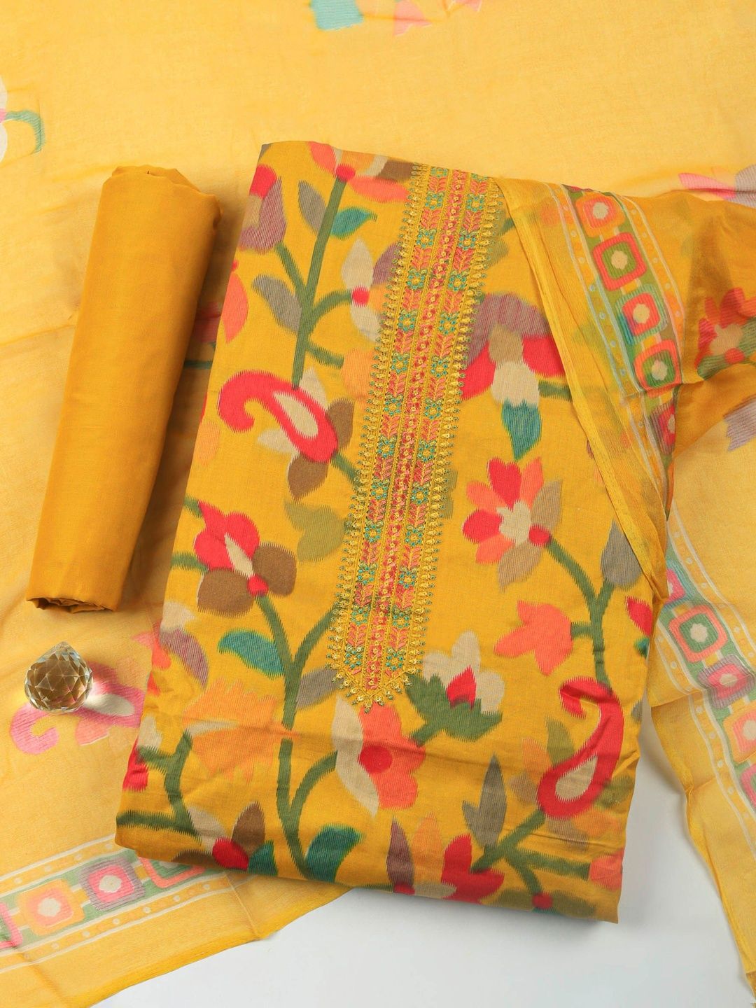 Meena Bazaar Printed Unstitched Dress Material