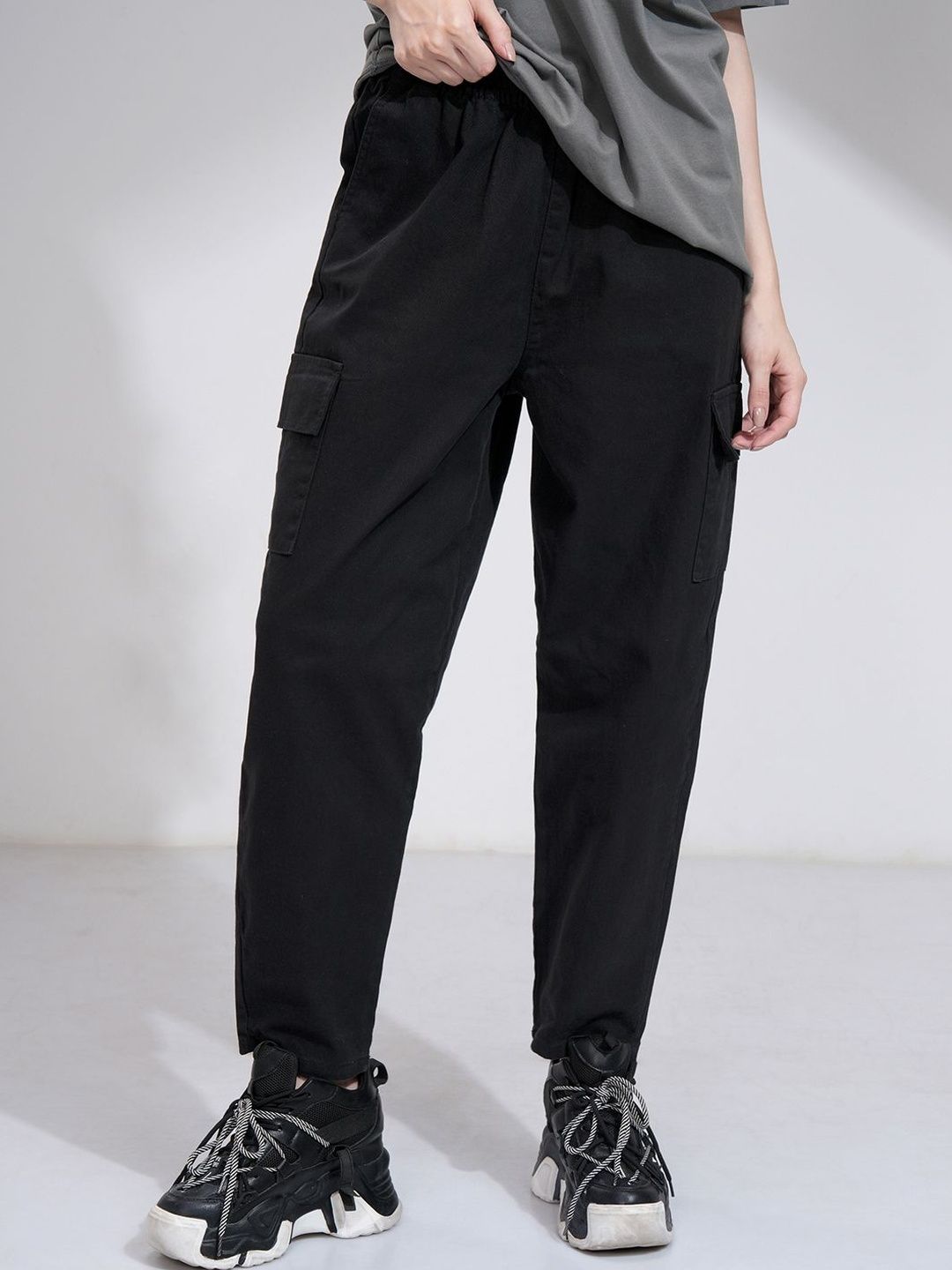 Women Mom Fit Cargos Trousers Tokyo Talkies Women Mom Fit Cargos Trousers