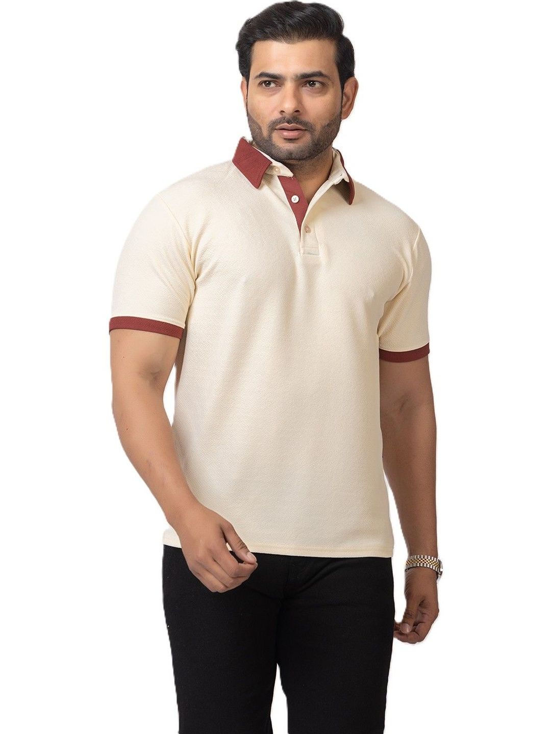 HANABY Cream Polo Collar T-shirt