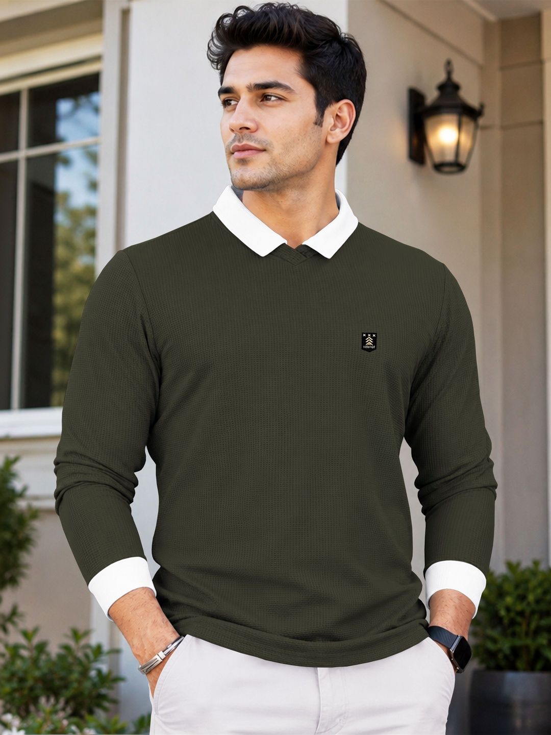 VeBNoR Men Polo Collar T-shirt