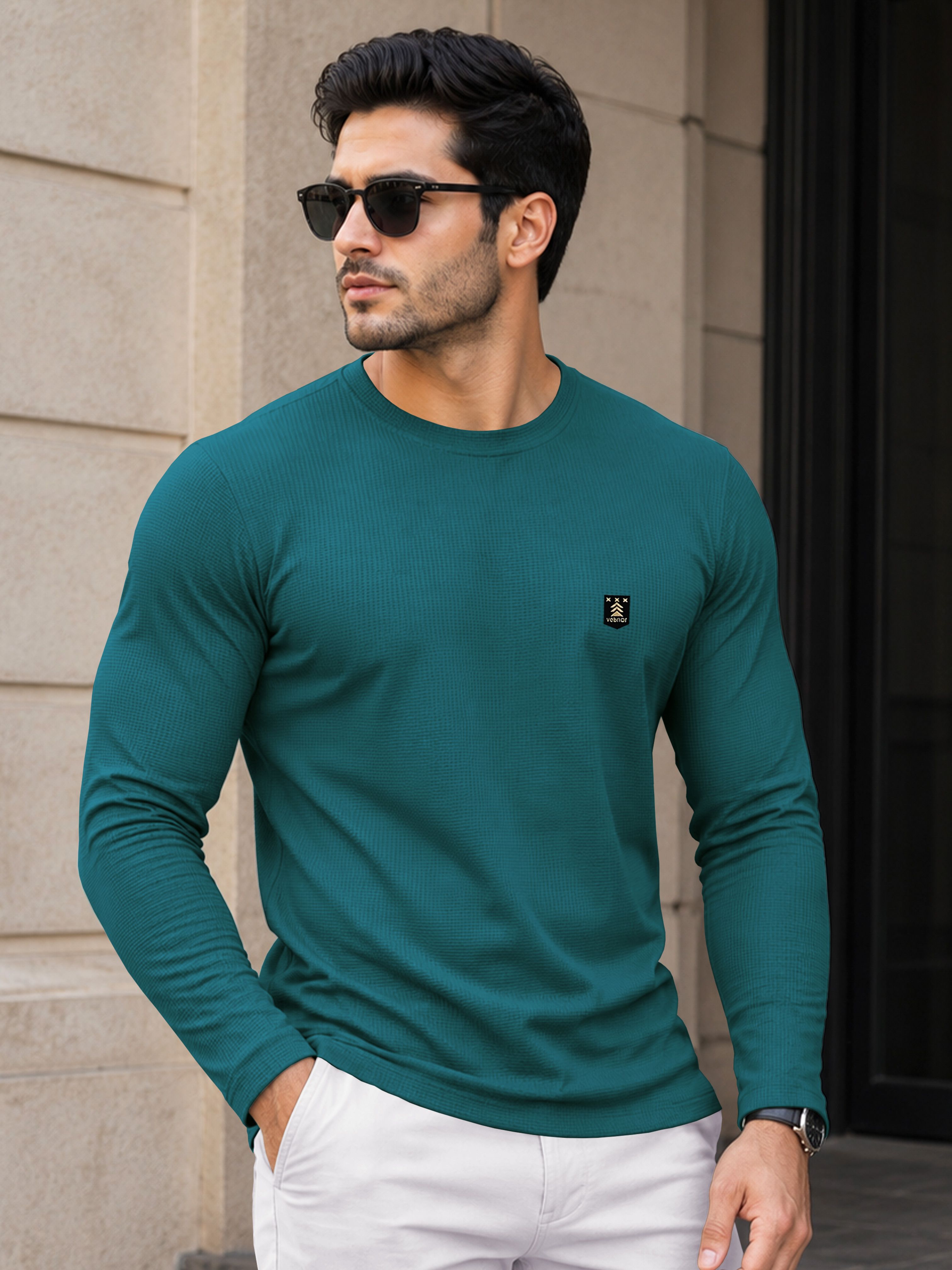 VeBNoR Men Self Design Round Neck Casual T-shirt