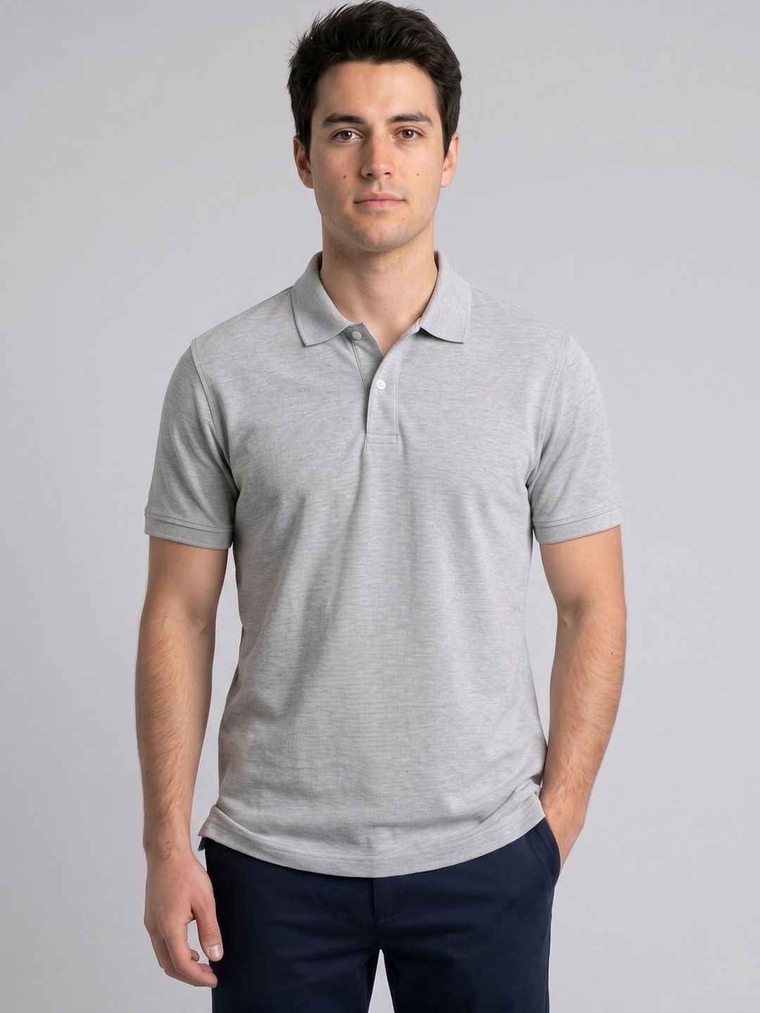 SZN Grey Polo Collar Regular Fit T-shirt for Men