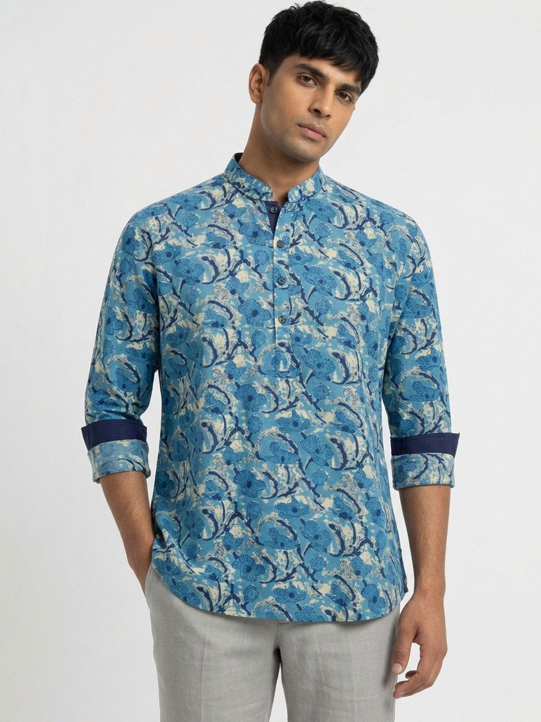 Sanman Ethnix by Raymond Men Floral Printed Indie Prints Kurta