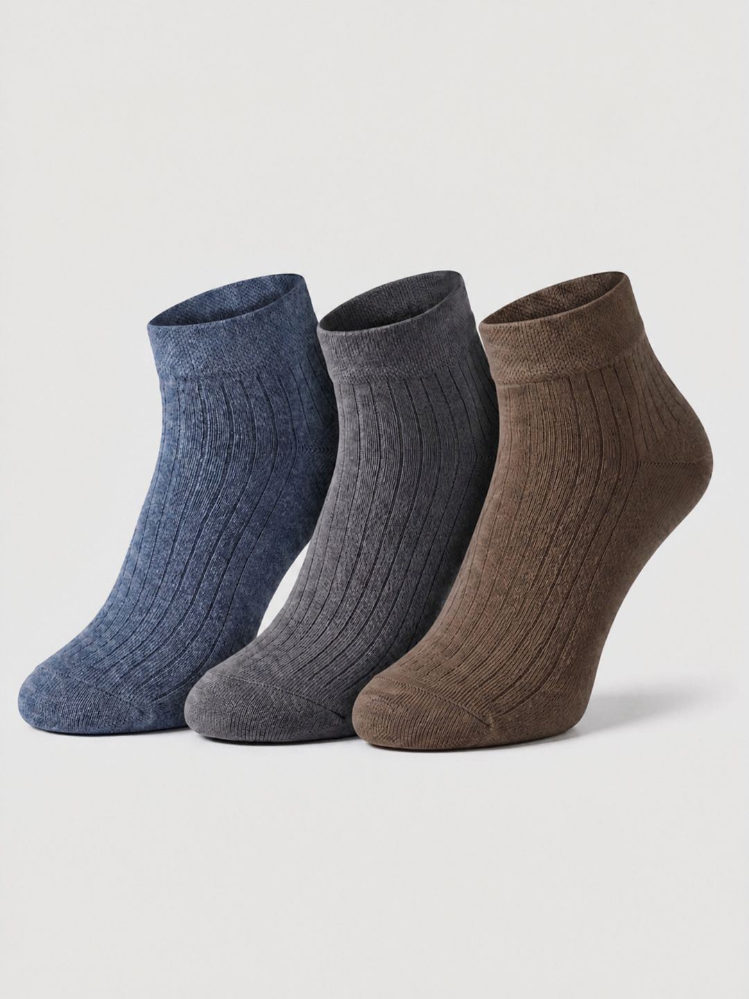 SZN Unisex Pack of 3 Cotton Assorted Patterned Ankle Length Socks