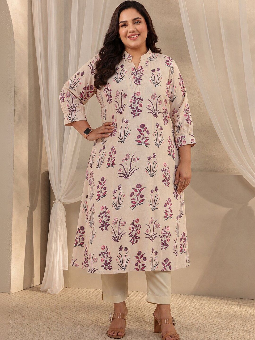 EXTRA LOVE BY LIBAS Plus Size Women Floral Printed Indie Florals Kurta