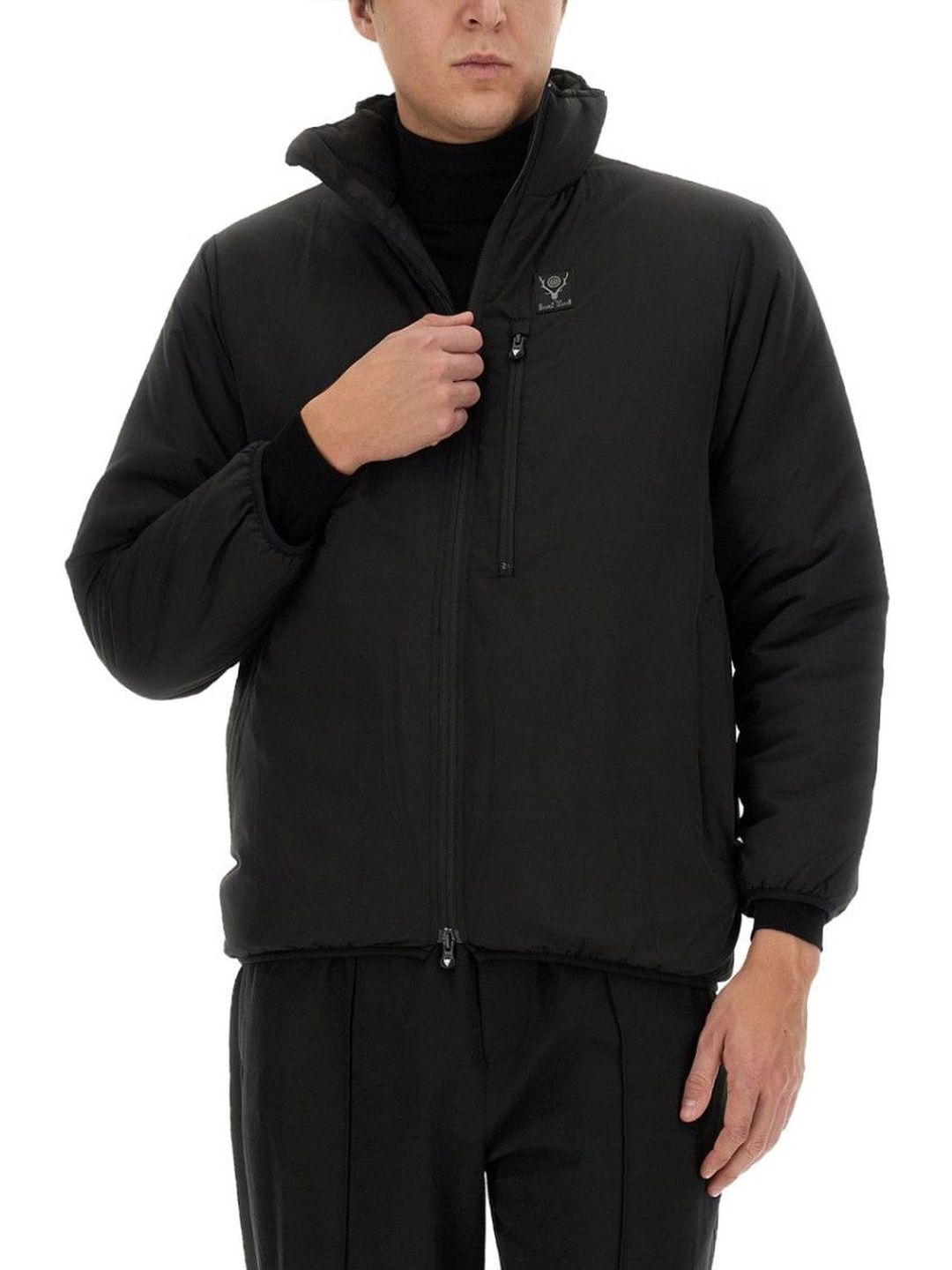 South2 West8 Black Logo Mock Collar Jacket