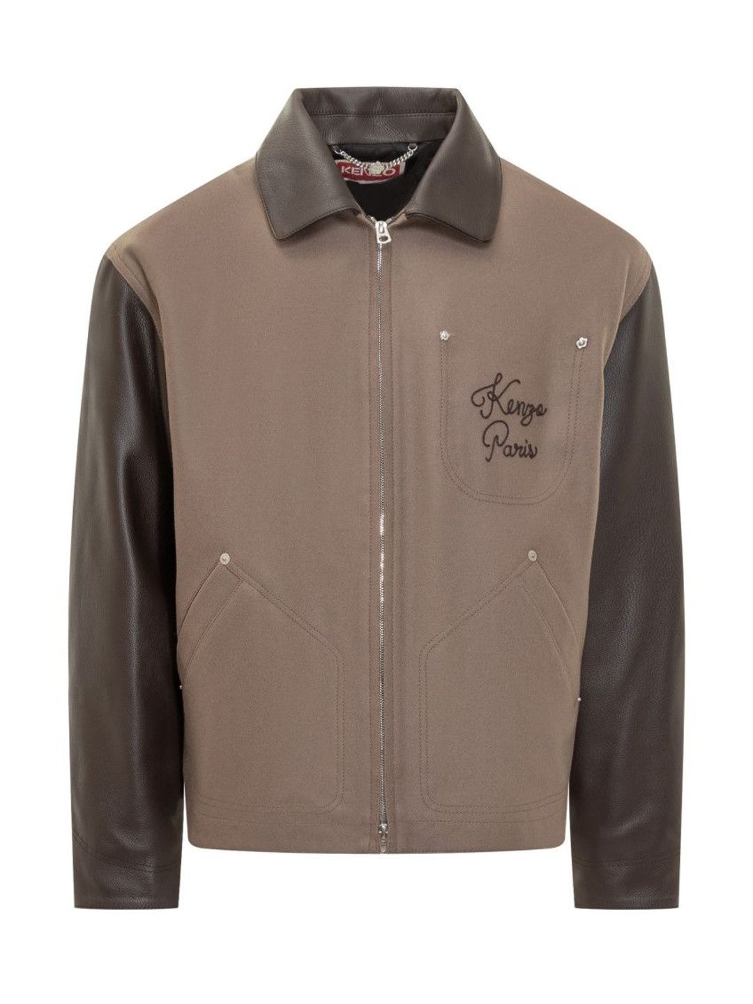 KENZO Brown Embroidered Shirt Collar Jacket