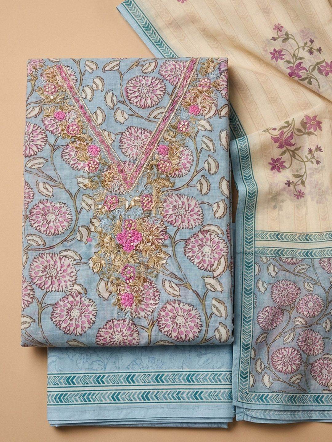 Buy Meena Bazaar Floral Printed Unstitched Dress Material - Dress