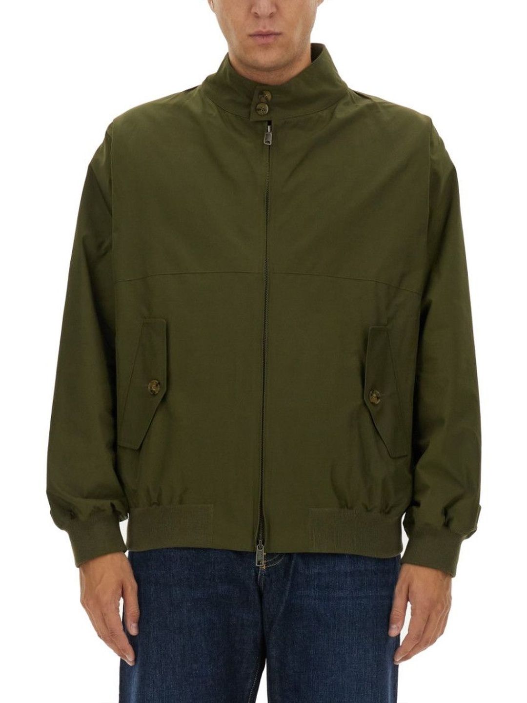 Baracuta Green Solid Band Collar Jacket