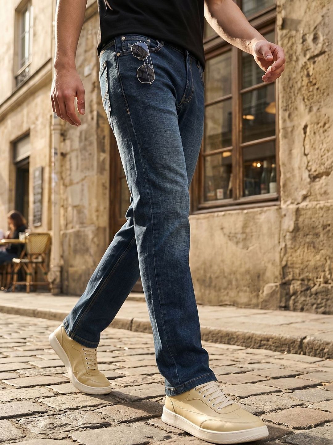 Thomas Scott Men Smart Straight Fit Mid-Rise Light Fade Stretchable Jeans