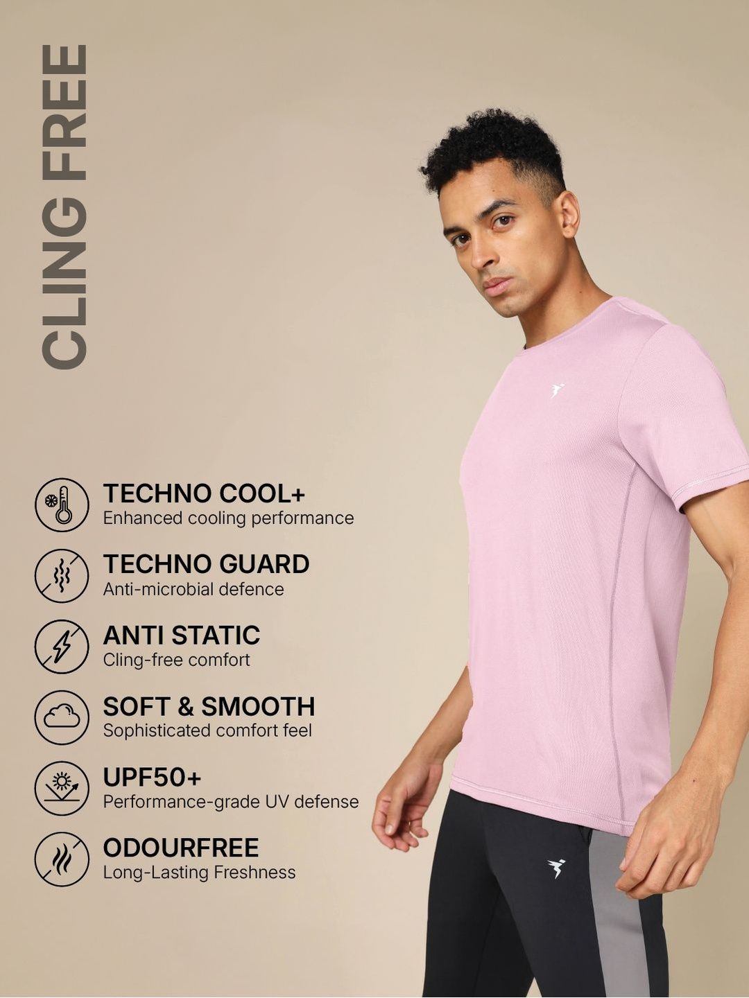 Technosport Men Antimicrobial Pockets Slim Fit T-shirt