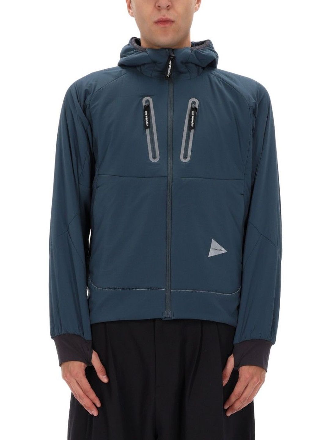 And Wander Blue Solid Hood Jacket