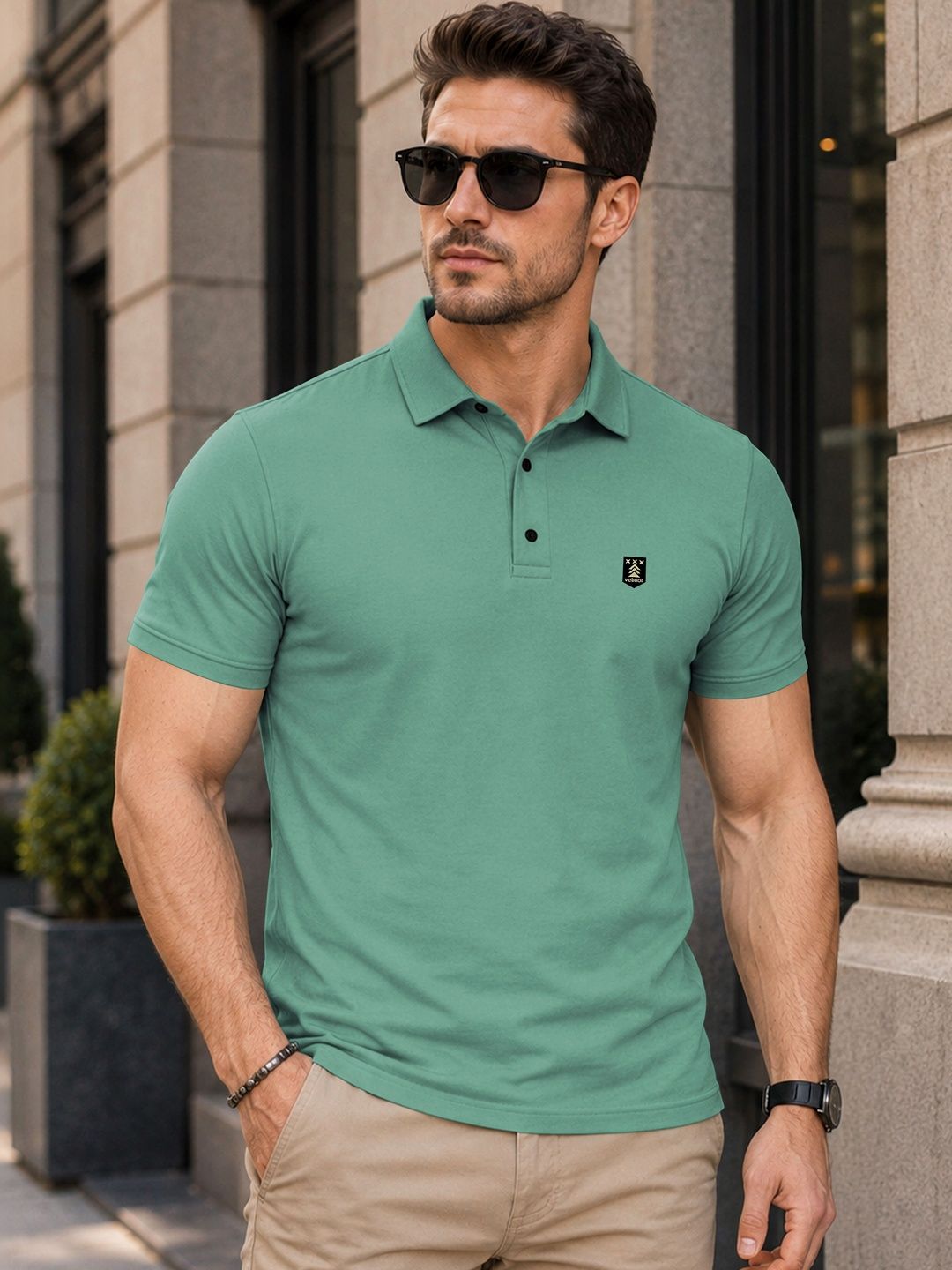 VeBNoR Men Solid Polo Collar T-shirt