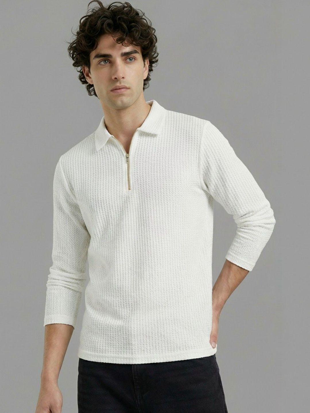 HERE&NOW Men Polo Collar T-shirt