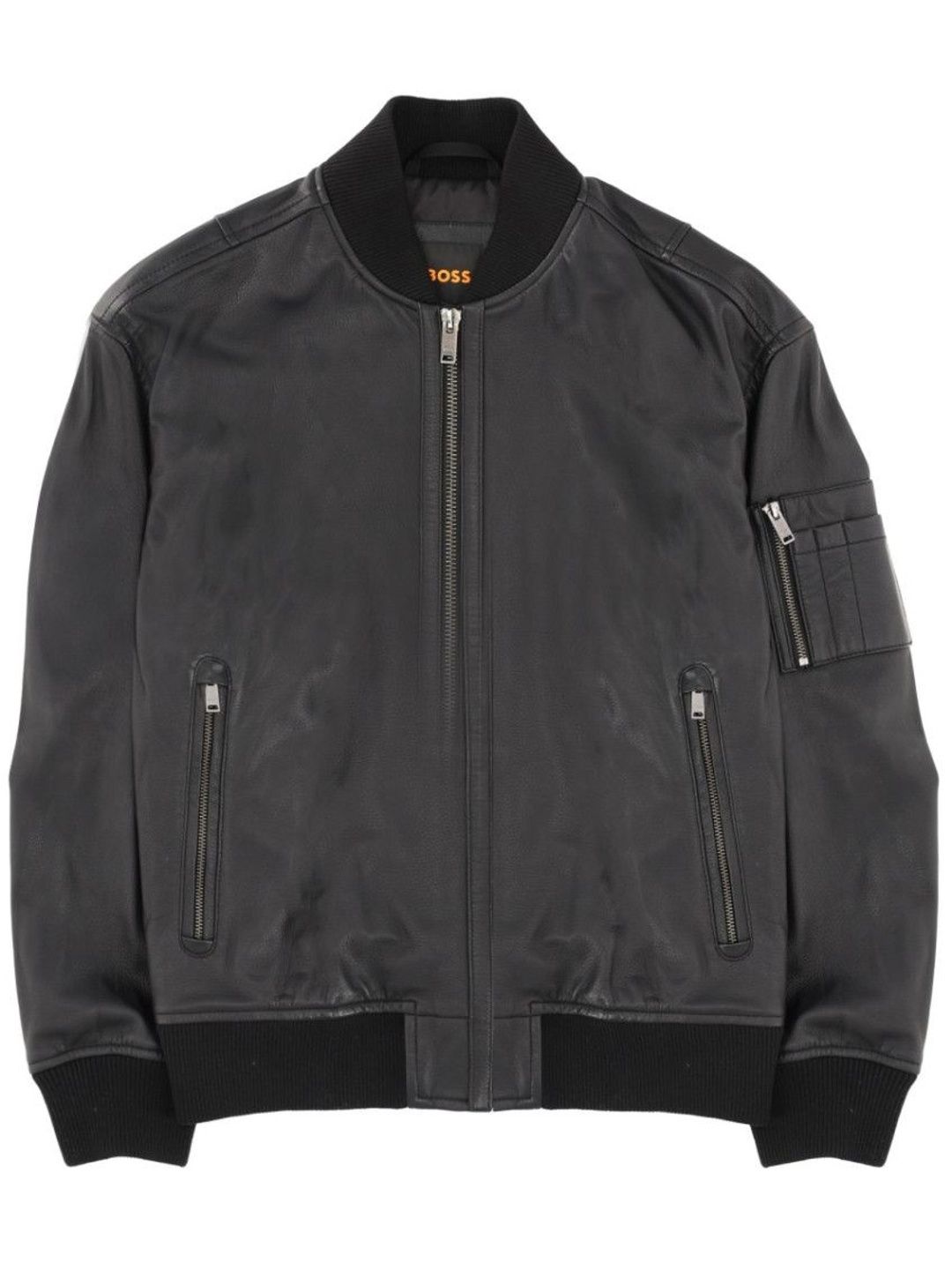 Hugo Boss Black Solid Mock Collar Jacket