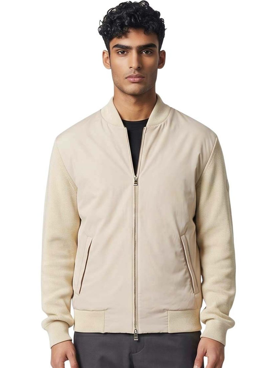 Hugo Boss Beige Mock Collar Jacket