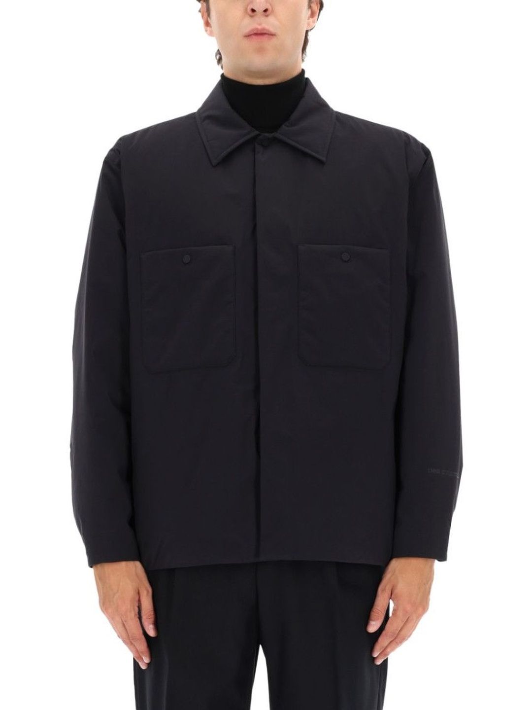 Herno Black Solid Shirt Collar Jacket