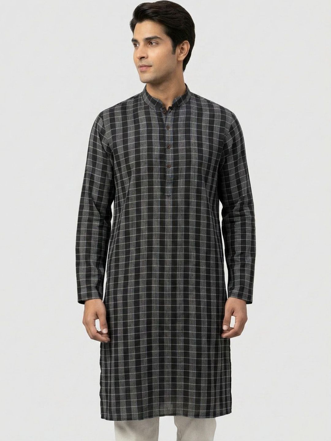 Sanman Ethnix by Raymond Men Checked Kurta