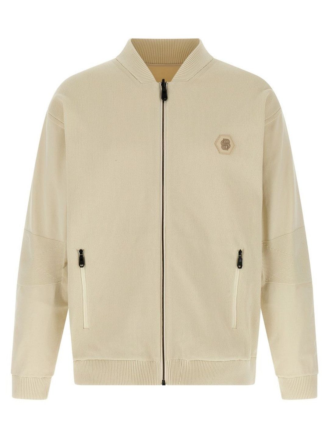 Hugo Boss Beige Solid Band Collar Jacket
