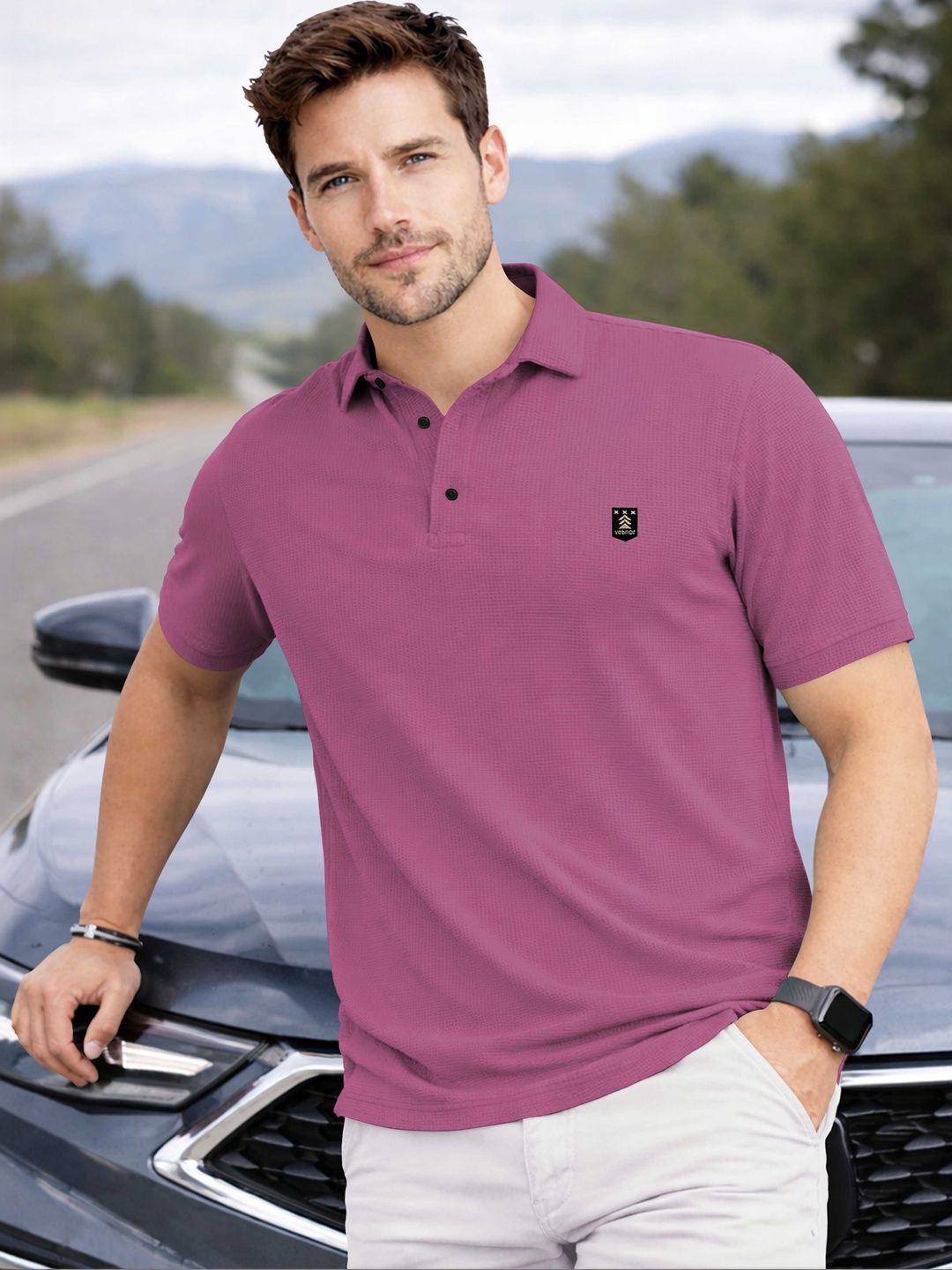 VeBNoR Men Polo Collar T-shirt