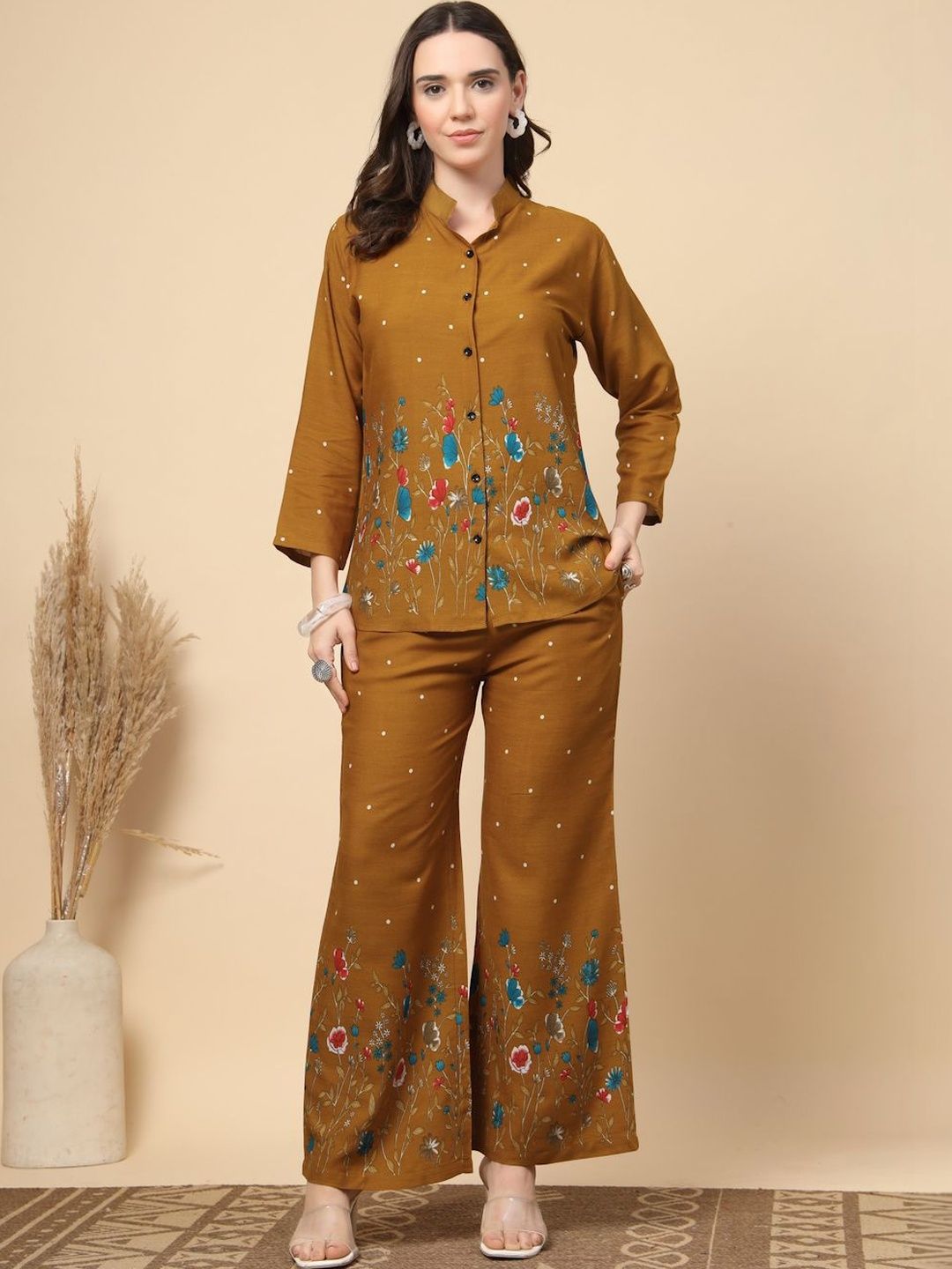 Moda Rapido Floral Cotton Printed Shirt with Palazzos
