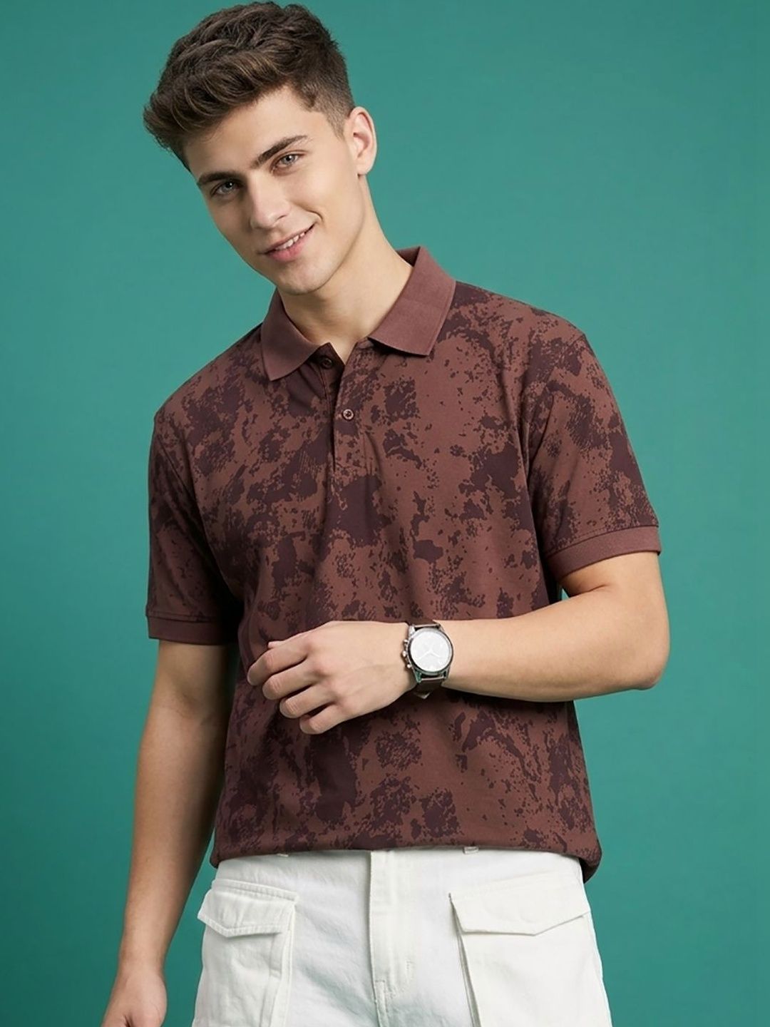 Moda Rapido Men Printed Polo Collar T-shirt