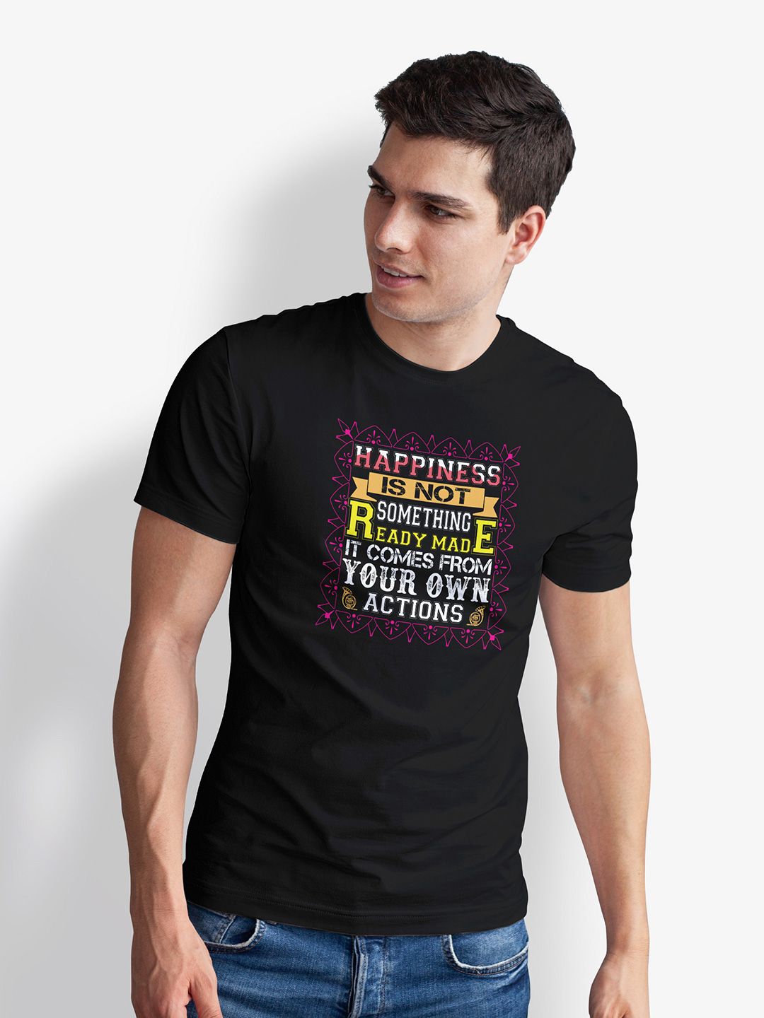 Seekbuylove Men Typography Printed Bio Finish T-shirt