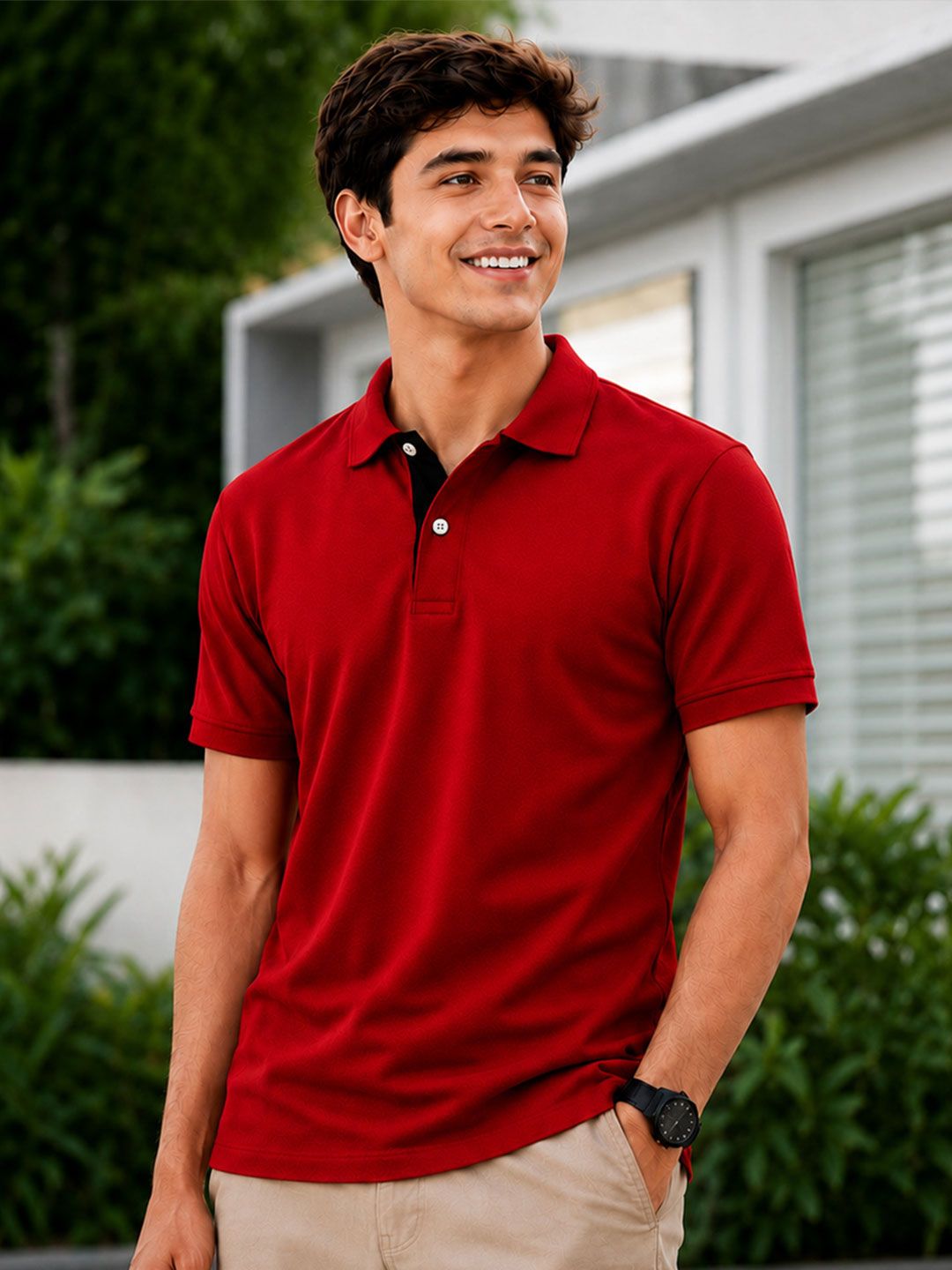 KAVYARA Men Polo Collar T-shirt