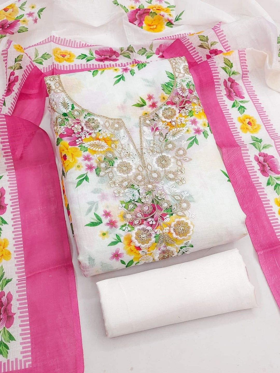 LeeliPeeri Designer Embroidered Unstitched Dress Material