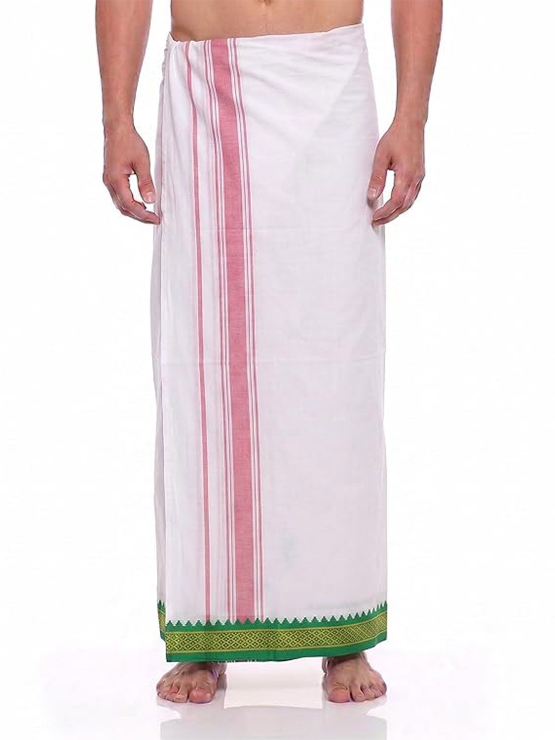 Hornbill Enterprises Men Striped Cotton Dhoti Dhotis