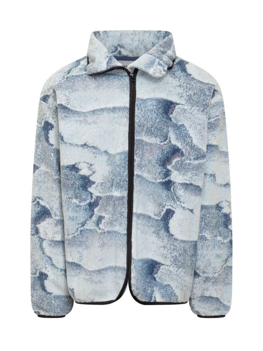 Bonsai Men Light Blue Abstract Shirt Collar Jacket