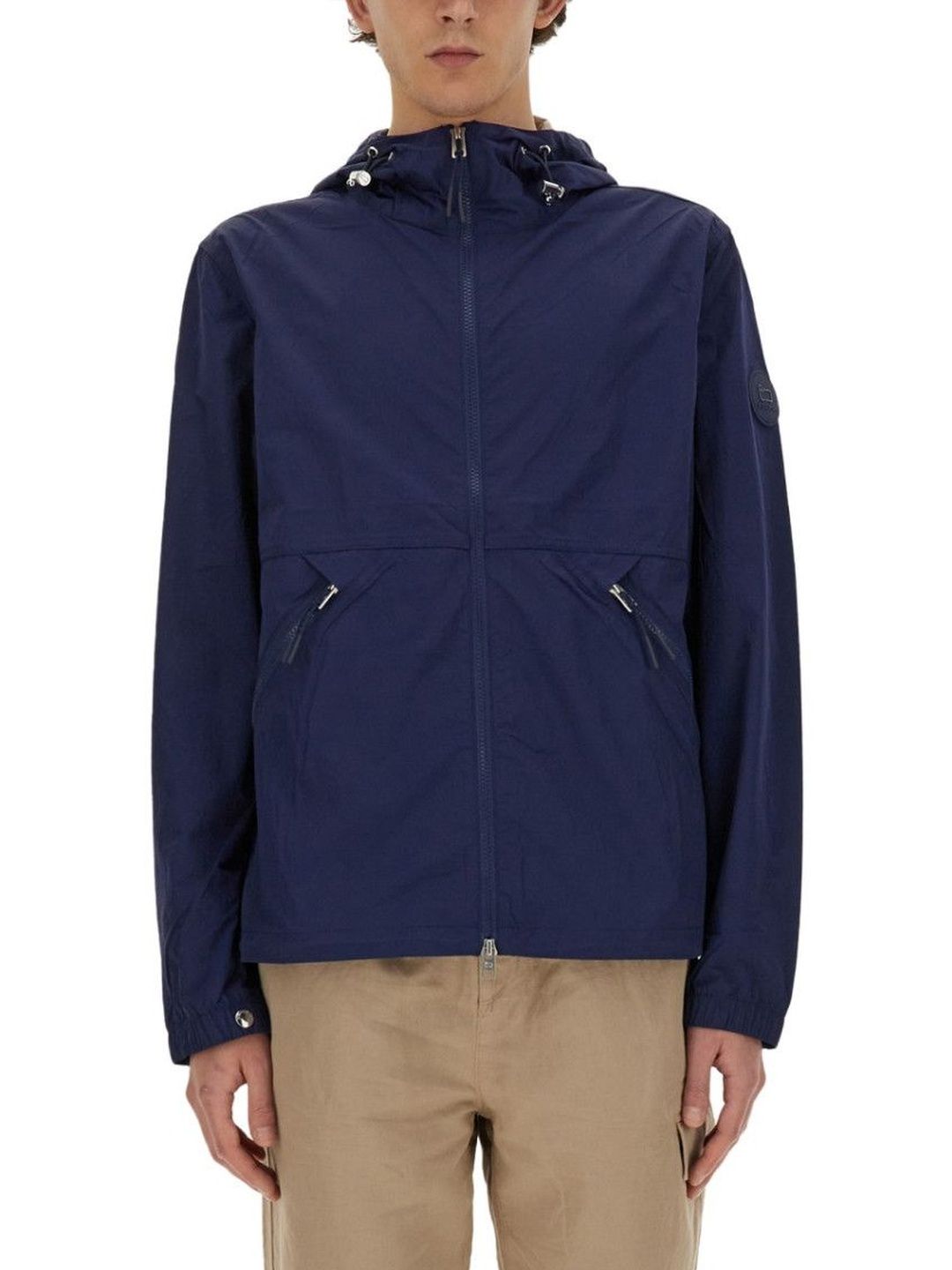 Woolrich Blue Solid Hood Jacket