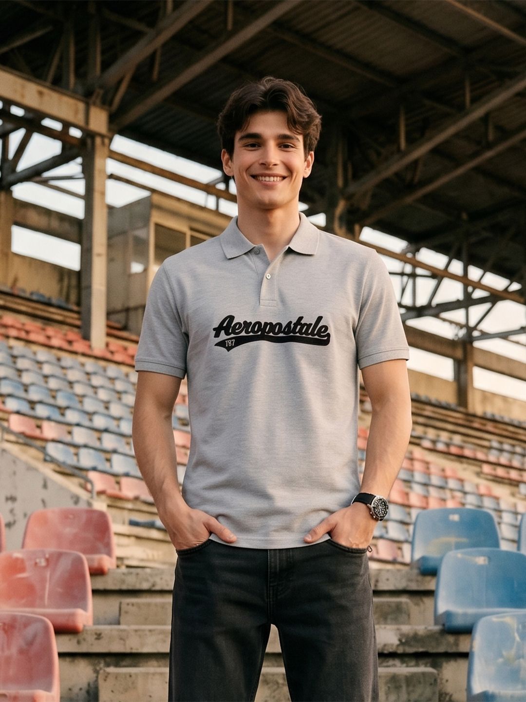 Aeropostale Aeropostale Polo Collar Brand Logo Embroidered T-shirt