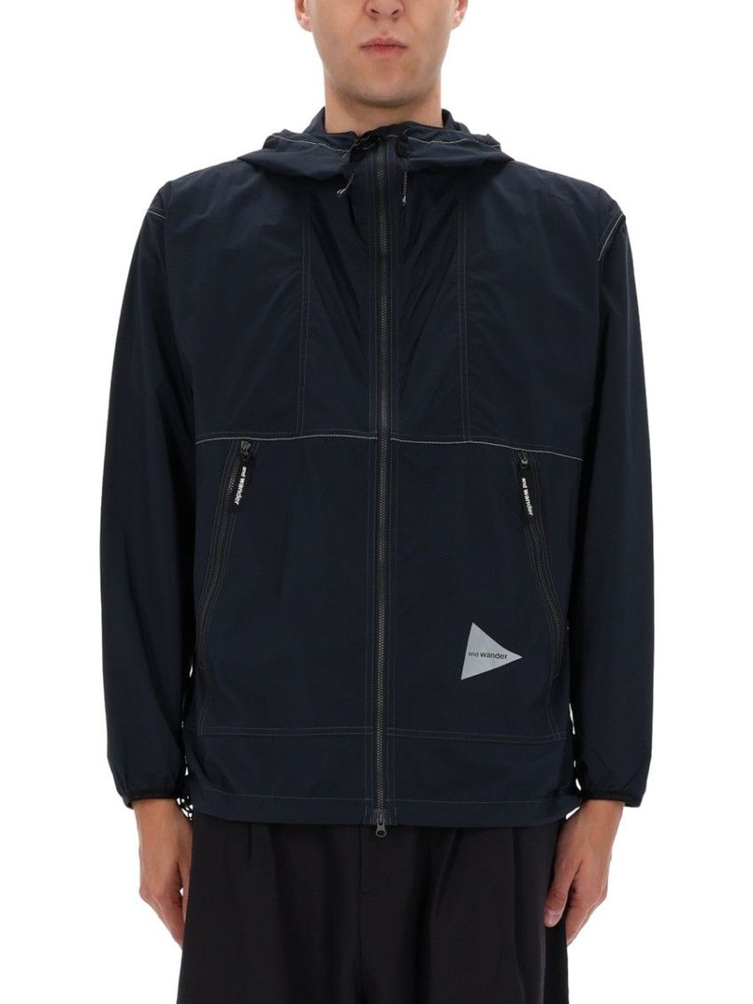 And Wander Blue Solid Hood Jacket