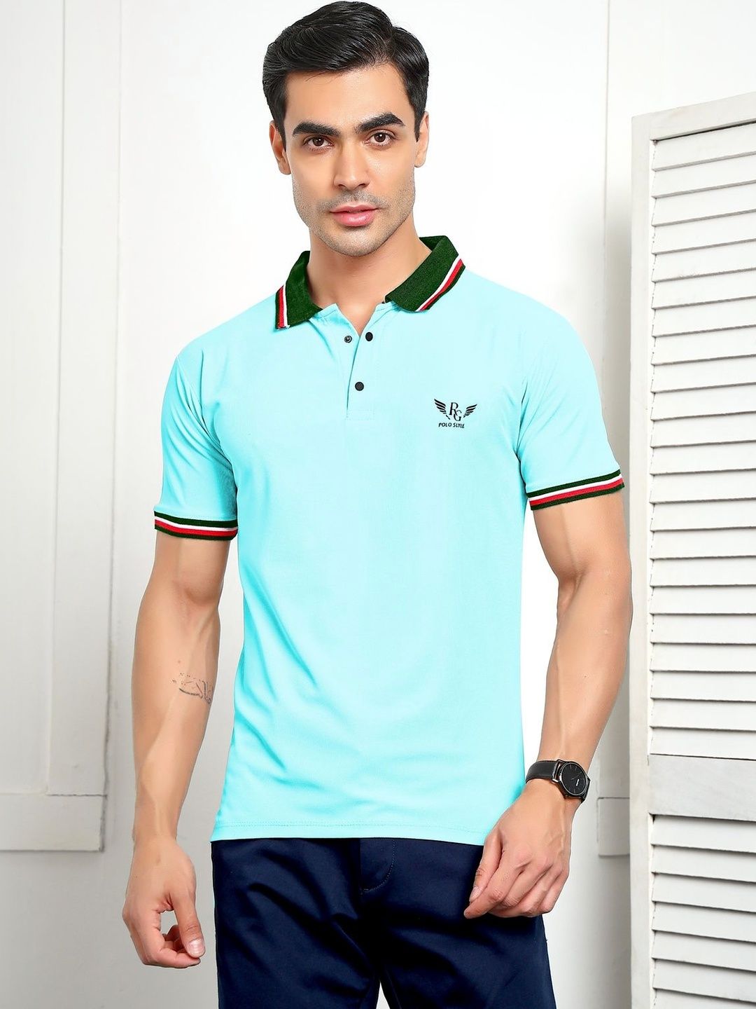 RG Garments Men Brand Logo Polo Collar Pockets T-shirt