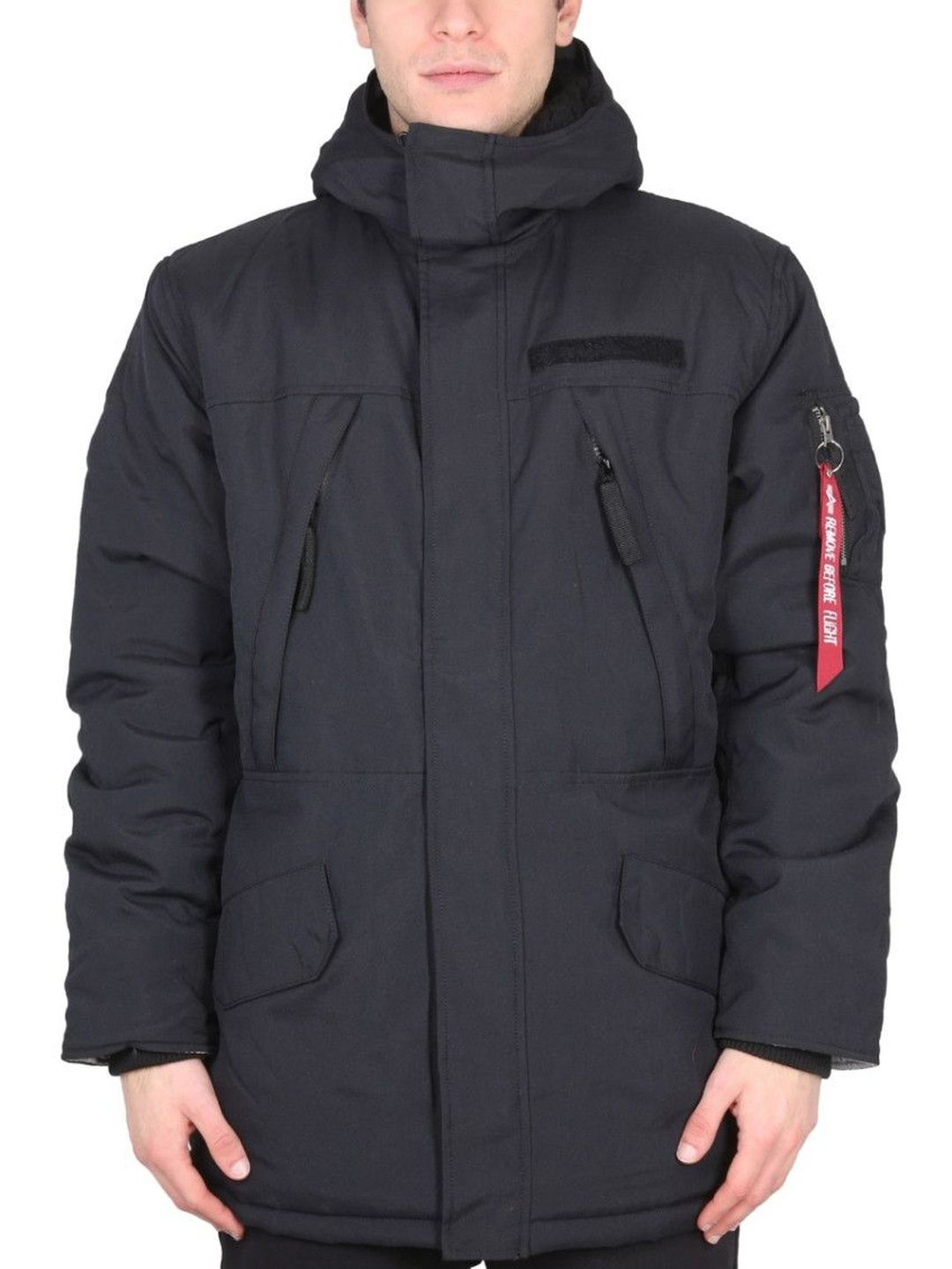 ALPHA INDUSTRIES Black Solid Hood Jackets