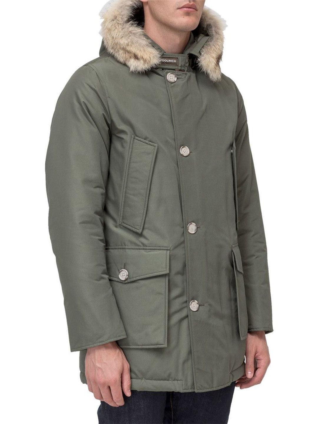 Woolrich Green Solid Hood Jacket