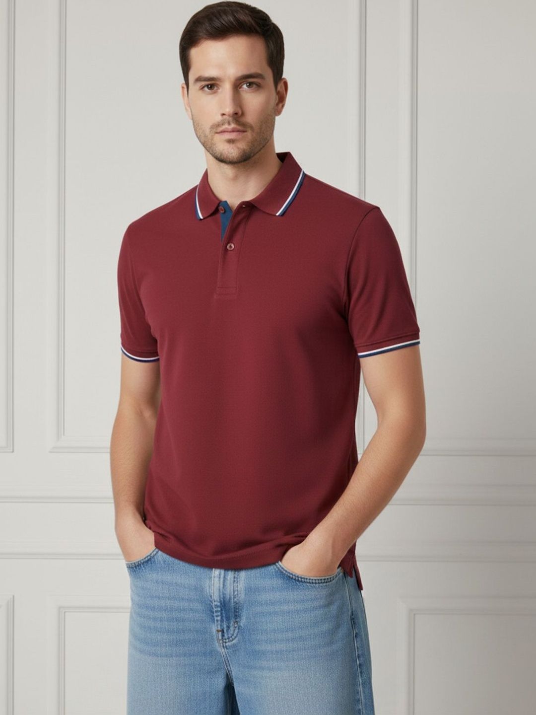 MOUNTAIN COLOURS Men Polo Collar T-shirt