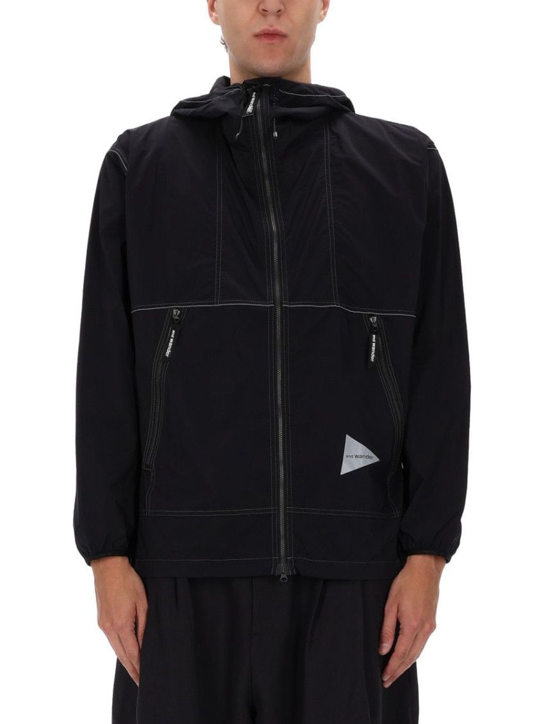 And Wander Black Solid Hood Jacket