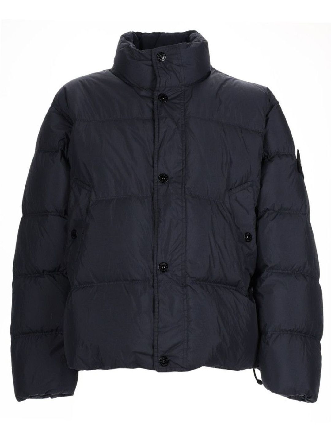 Stone Island Dark Blue Solid Mandarin Collar Jacket