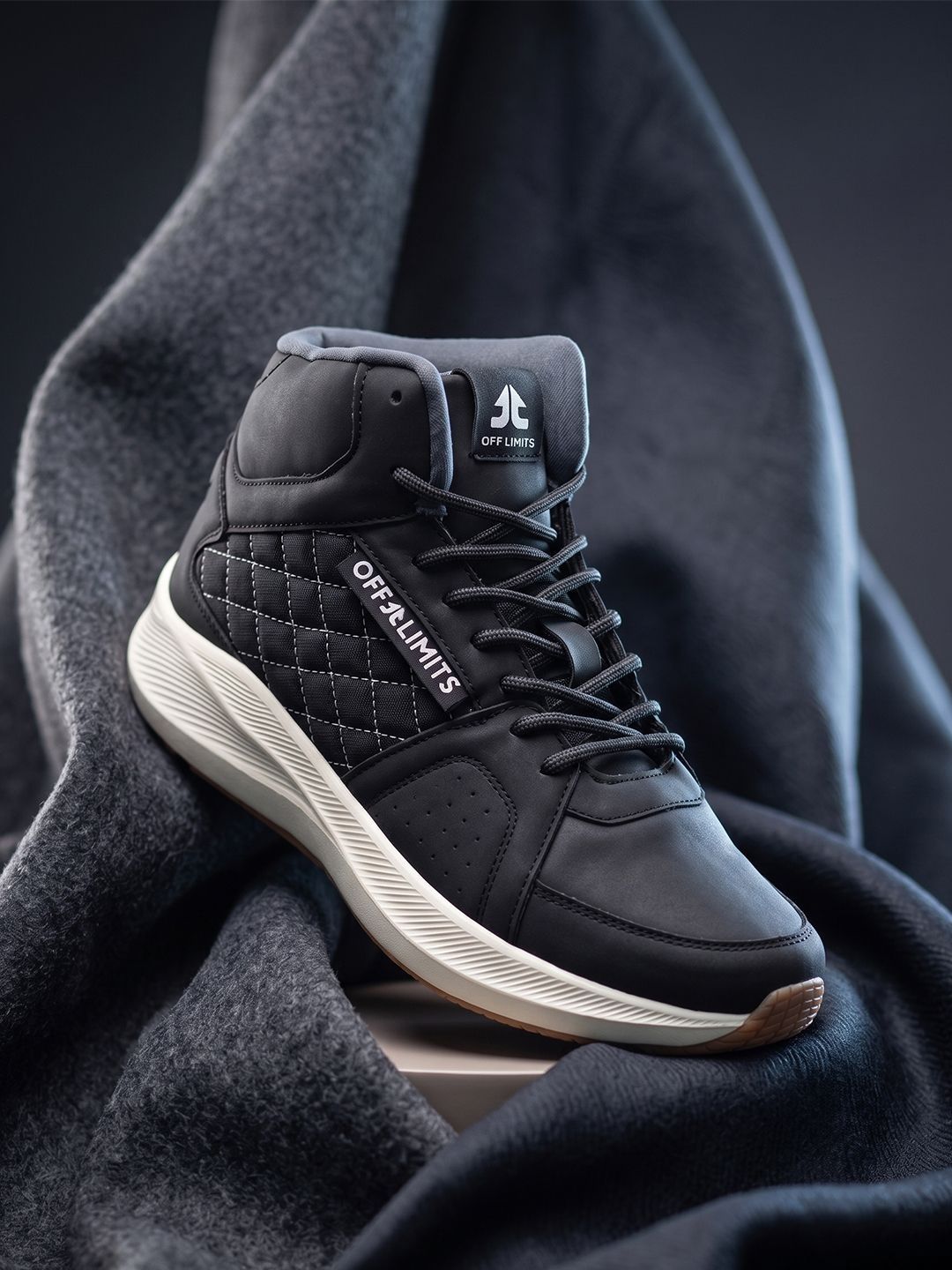 OFF LIMITS Men Black Perforated High-Top Sports Shoes