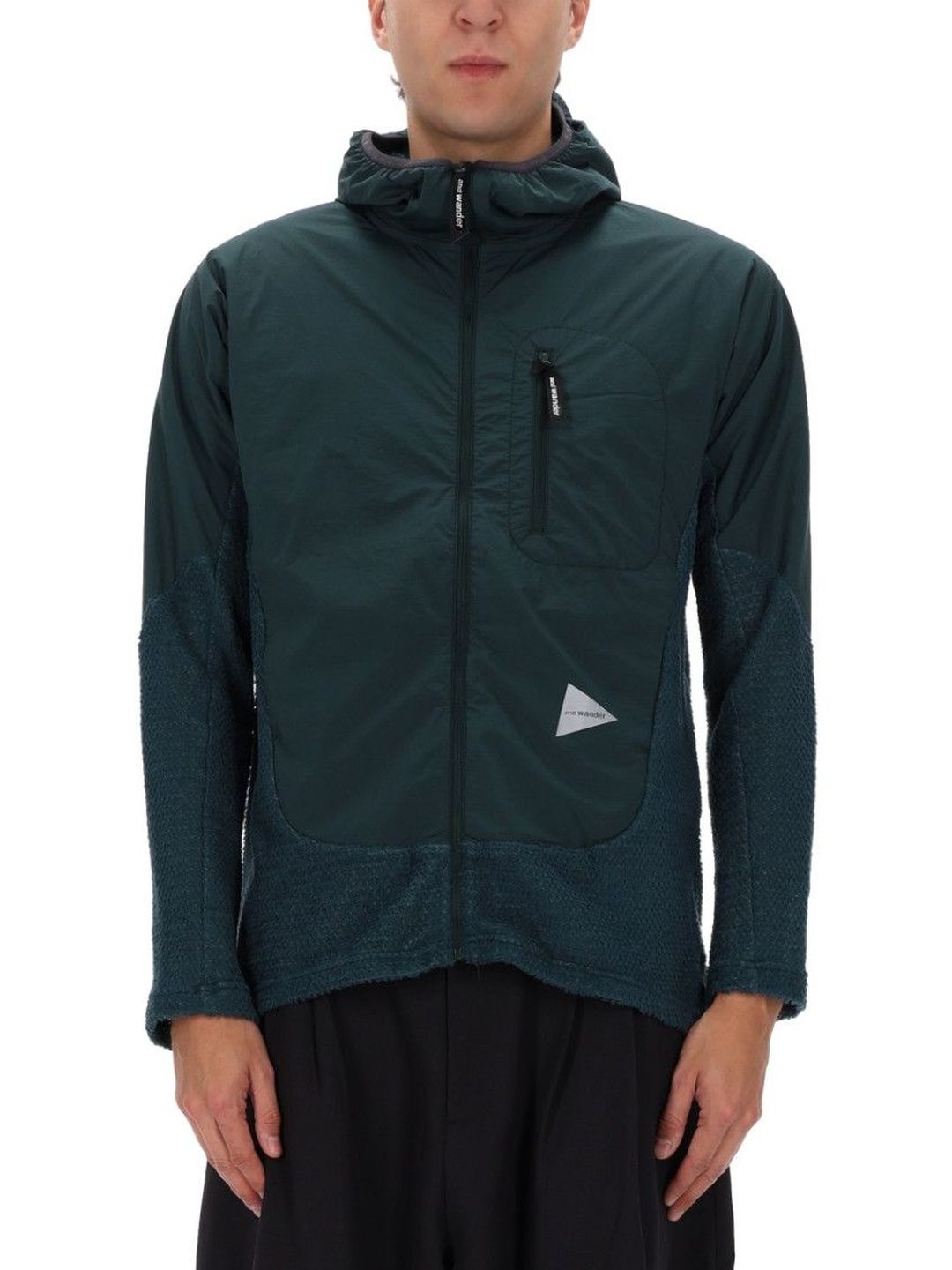 And Wander Green Color Block Hood Jacket