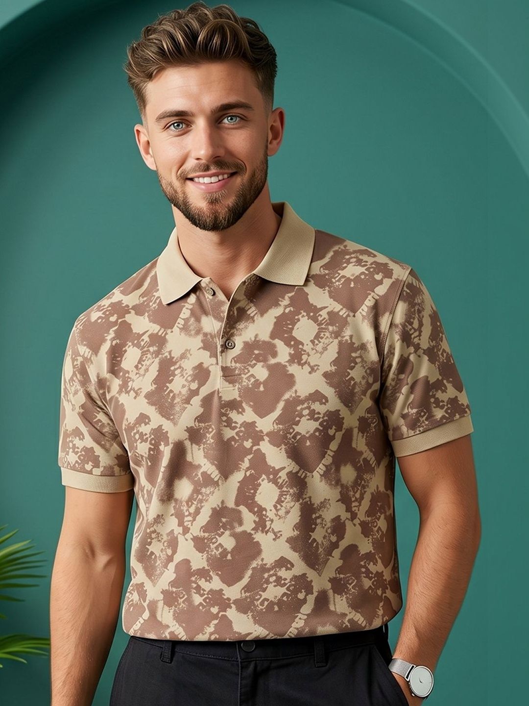 Moda Rapido Men Printed Polo Collar T-shirt