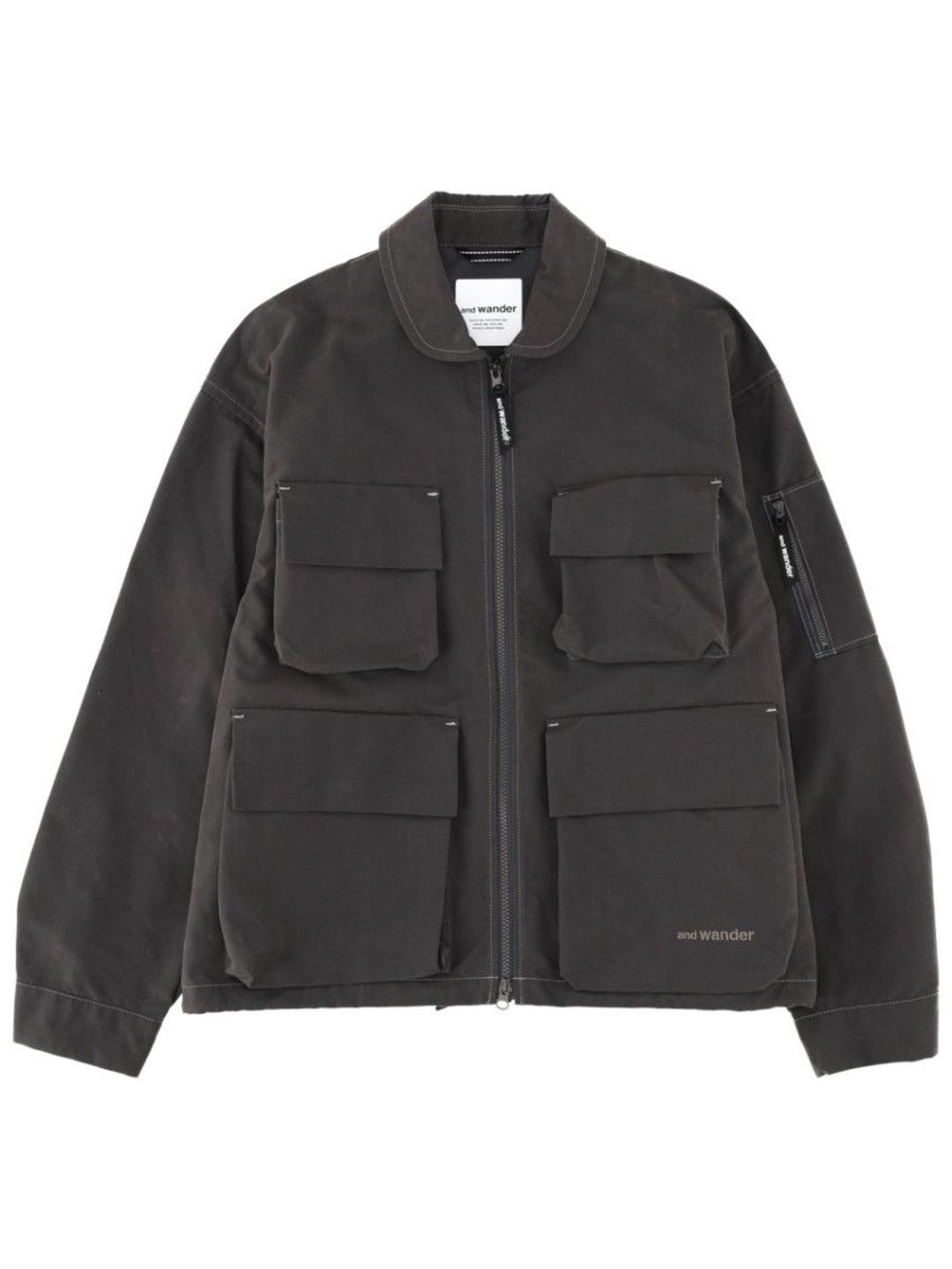 And Wander Grey Solid Shirt Collar Jacket